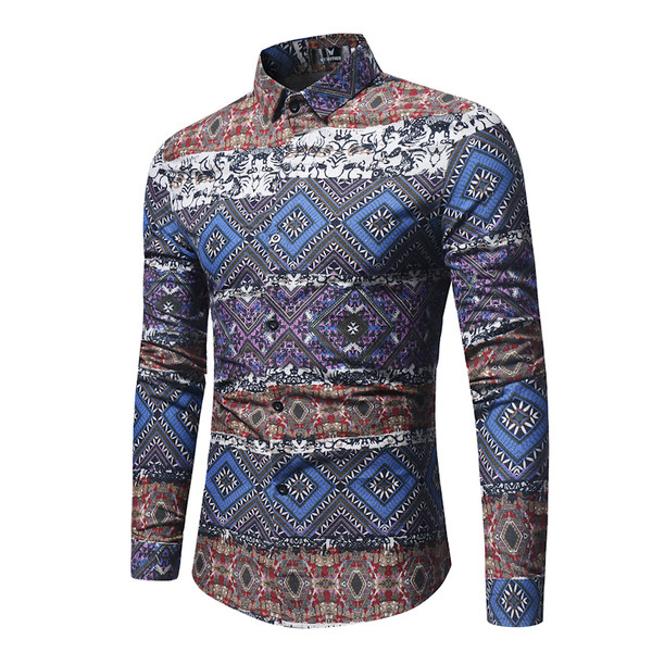 Camasa multicolora pentru barbati cu maneca lunga