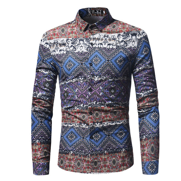 Camasa multicolora pentru barbati cu maneca lunga