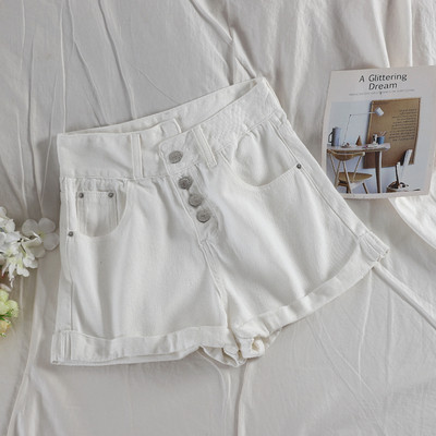 Дамски къси панталони с копчета в три цвята