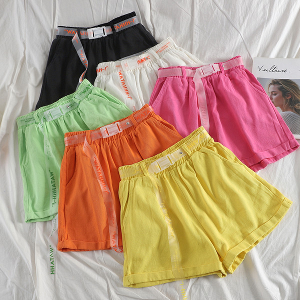 Pantaloni scurți casual dama cu talie inalta in diferite culori