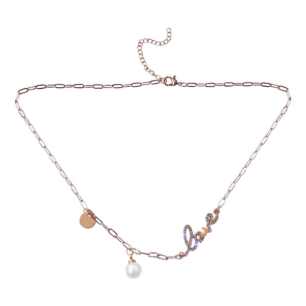 Дамско коли в златист цвят с декоративни камъни