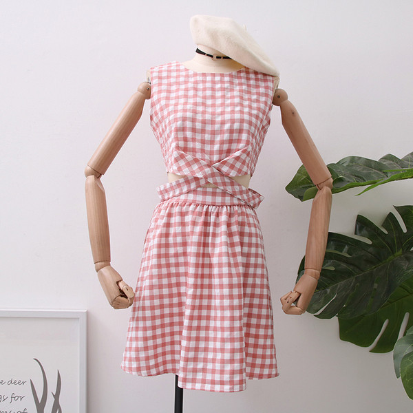 Нов модел дамски кариран комплект в няколко цвята