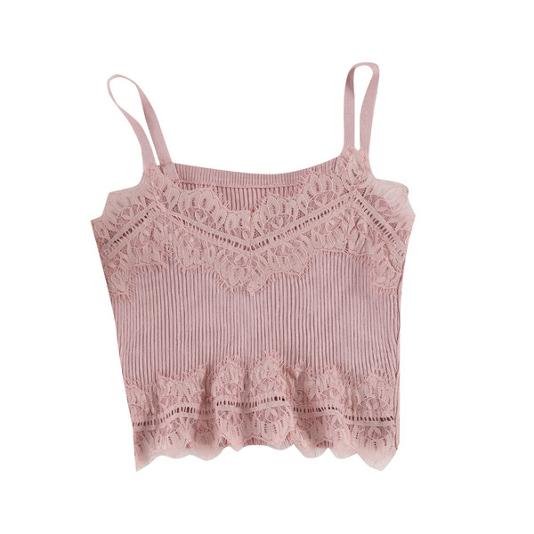 Стилен дамски потник Slim модел с дантела в няколко цвята