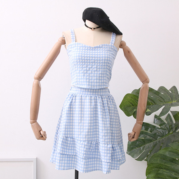 Кариран дамски комплект в няколко цвята