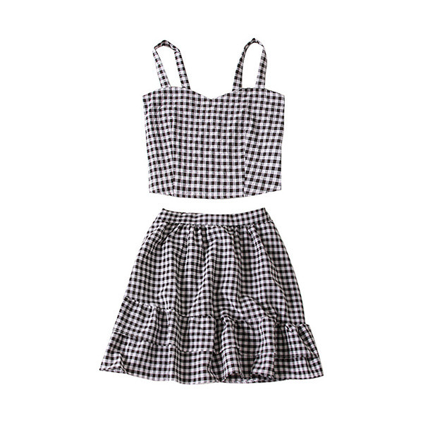 Кариран дамски комплект в няколко цвята