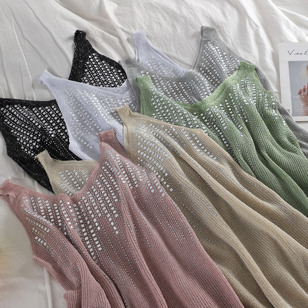 Модерен дамски потник с камъни в няколко цвята