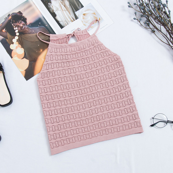 Стилен дамски потник с тънки презрамки и О-образно деколте в няколко цвята 