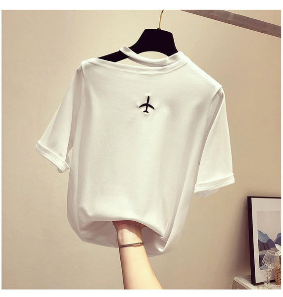 Tricou de dama model nou in portocaliu alb si negru