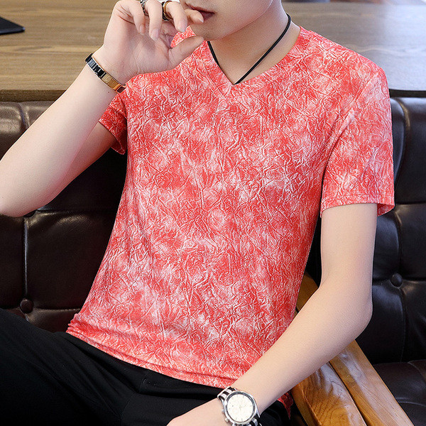 Tricou modern pentru bărbați, în patru culori, cu decolteu în V