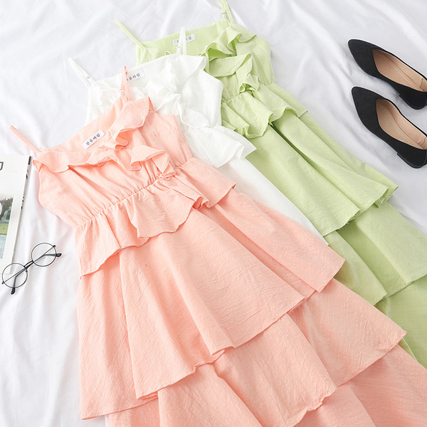 Rochie casual de dama cu bretele subtiri si decolteu O in mai multe culori