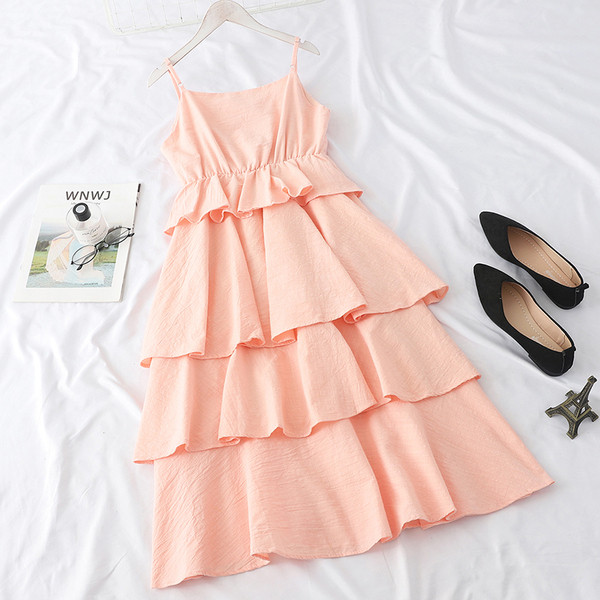 Rochie casual de dama cu bretele subtiri si decolteu O in mai multe culori