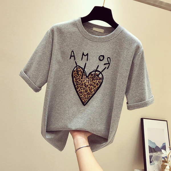 Tricou dama in alb si gri