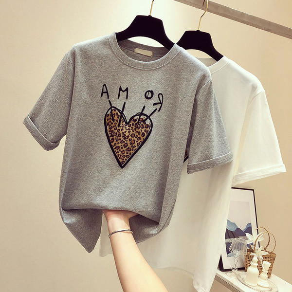 Tricou dama in alb si gri