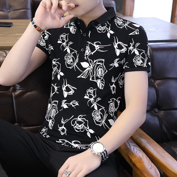 Tricou modern pentru bărbați în patru culori cu guler și nasturi