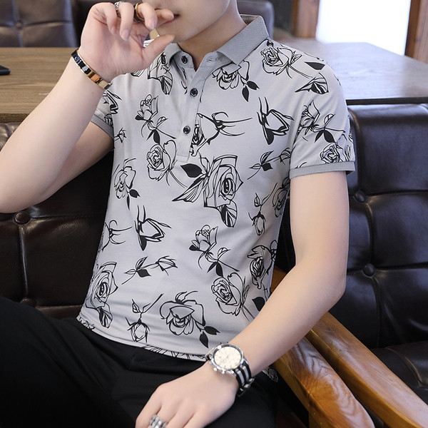 Tricou modern pentru bărbați în patru culori cu guler și nasturi