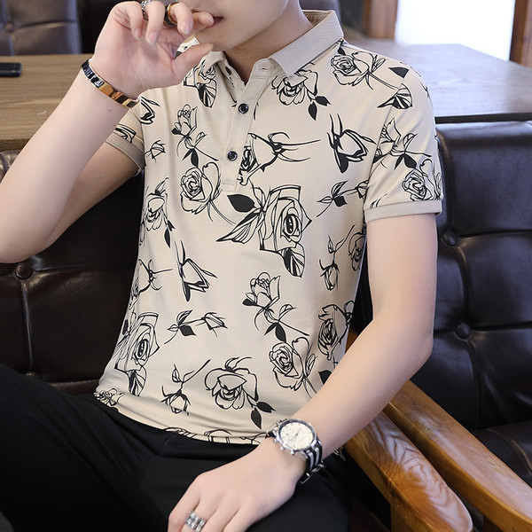 Tricou modern pentru bărbați în patru culori cu guler și nasturi