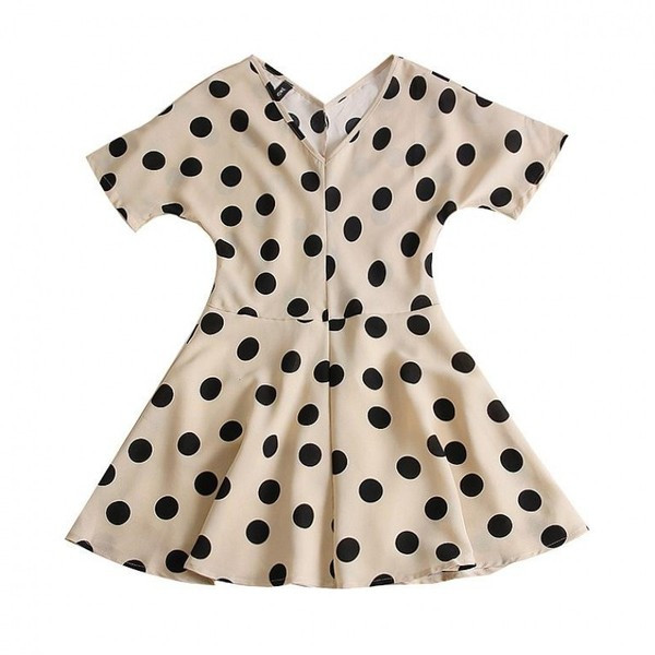 Rochie moderna de dama cu decolteu in V in doua culori de puncte