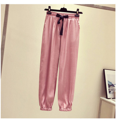 Pantaloni casual dama in negru roz si verde