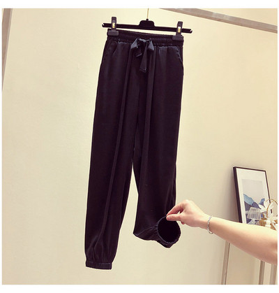 Pantaloni casual dama in negru roz si verde