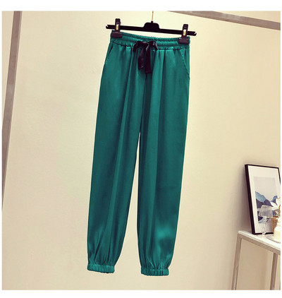Pantaloni casual dama in negru roz si verde