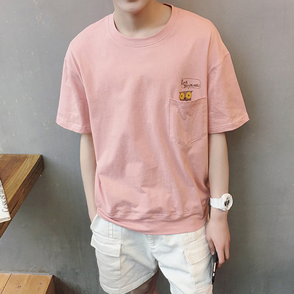 Tricou casual barbatesc in trei culori cu buzunar si aplicatie