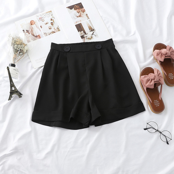 Ежедневни дамски къси панталони с висока талия в два цвята