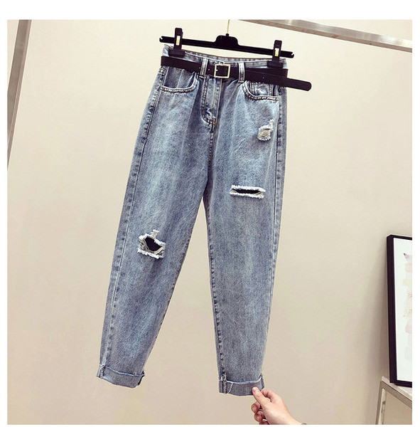 Blugi casual de dama cu motive rupte in albastru