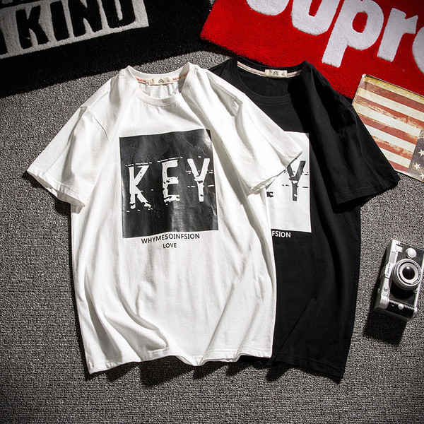 Tricou casual pentru bărbați în alb și negru