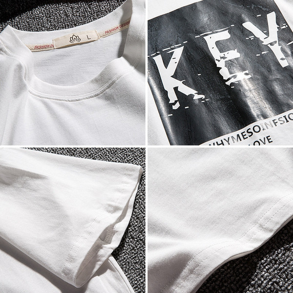 Tricou casual pentru bărbați în alb și negru