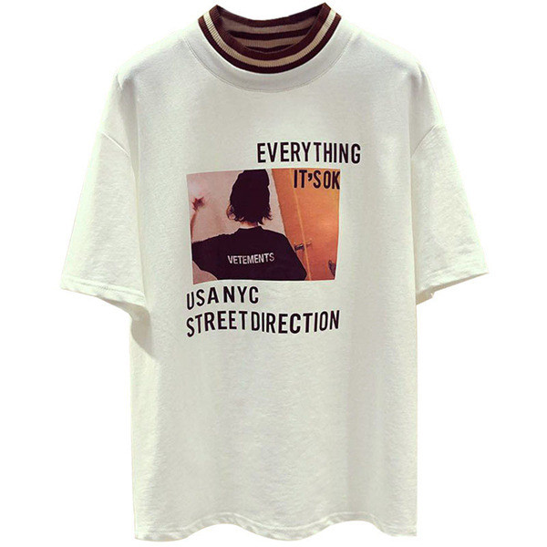 Ежедневна дамска тениска в кафяв и бял цвят