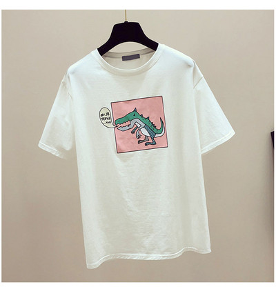 Μοντέρνο γυναικείο t-shirt με ροζ λευκό και μαύρο χρώμα