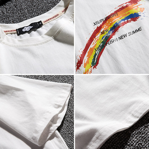 Мъжка тениска в три цвята с апликация и О-образно деколте