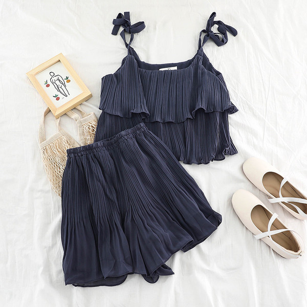 Модерен дамски комплект от две части в три  цвята 