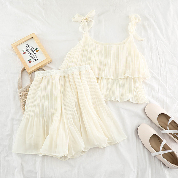 Модерен дамски комплект от две части в три  цвята 