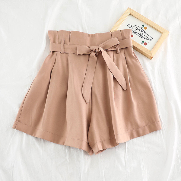 Ежедневен дамски панталон с висока талия и панделка в три цвята