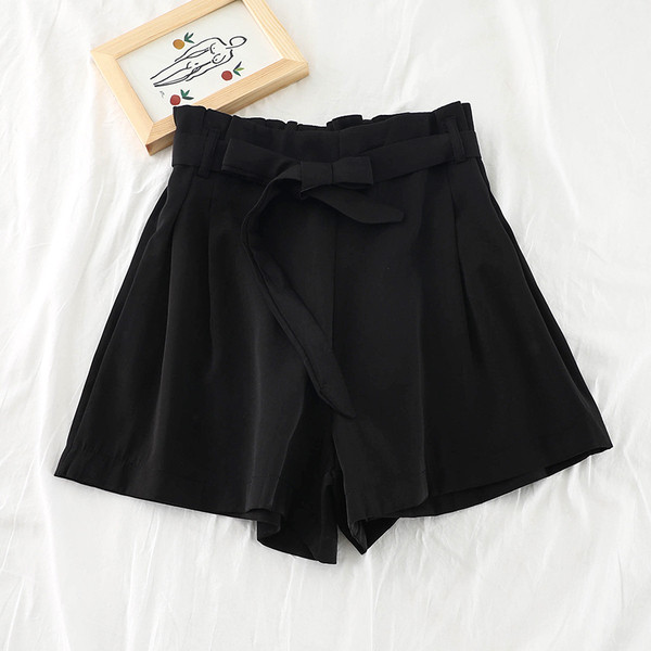 Ежедневен дамски панталон с висока талия и панделка в три цвята