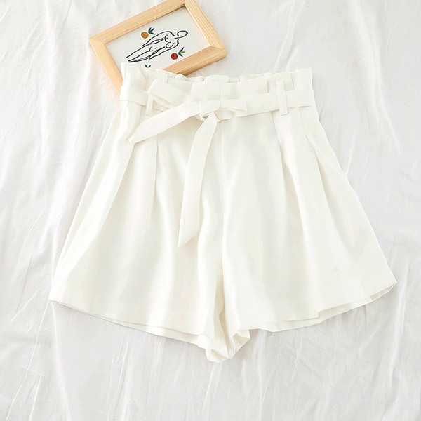 Ежедневен дамски панталон с висока талия и панделка в три цвята