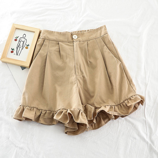 Модерни къси дамски панталони с висока талия и копчета