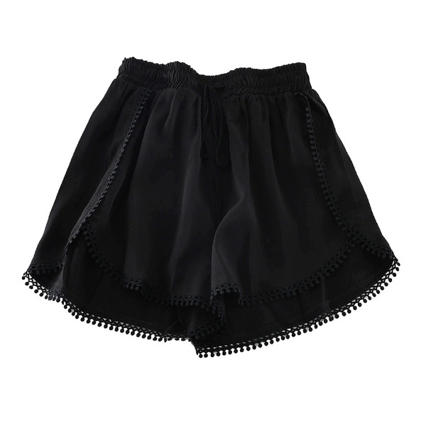 Ежедневни дамски къси панталони с висока талия и пискюл