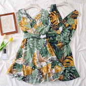 Modern női jumpsuit V-nyakkal és virágmotívummal, négy színben