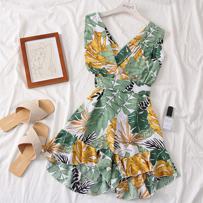 Modern női jumpsuit V-nyakkal és virágmotívummal, négy színben