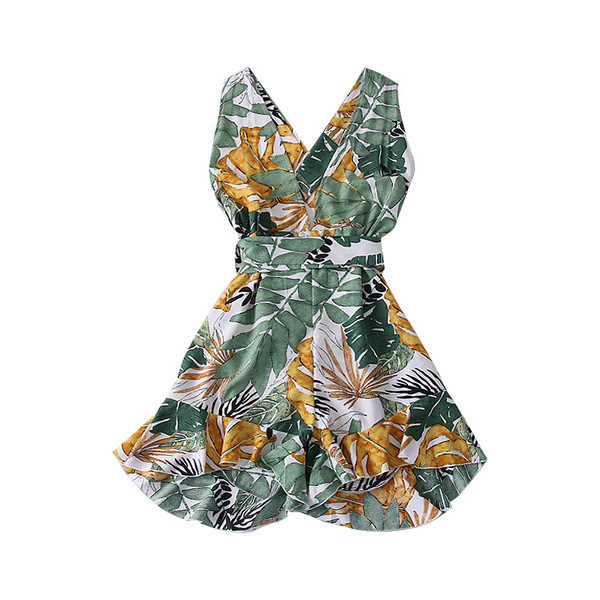 Модерен дамски гащеризон с V-образно деколте и флорален мотив в четири цвята