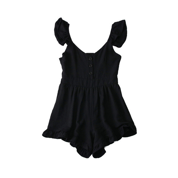 Ежедневен дамски гащеризон с копчета и V-образно деколте в два цвята