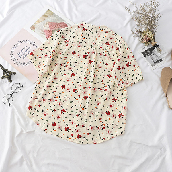 Cămașă modernă de damă în două culori cu motive florale