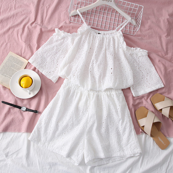 Set modern pentru femei din două părți în alb