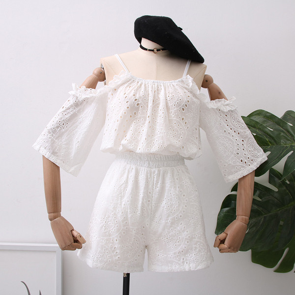 Set modern pentru femei din două părți în alb