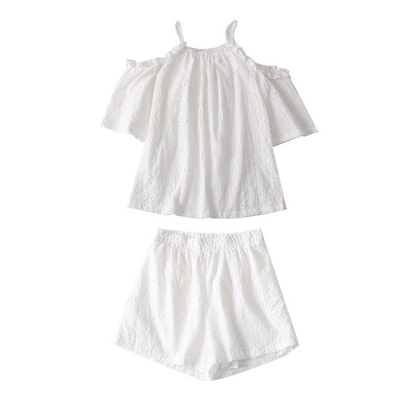 Set modern pentru femei din două părți în alb