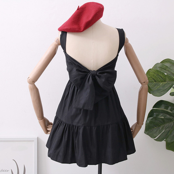 Rochie moderna de dama in trei culori cu bretele groase si panglica