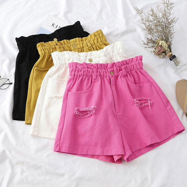 Pantaloni scurți de damă în patru culori cu motive rupte