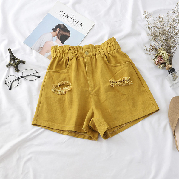 Pantaloni scurți de damă în patru culori cu motive rupte